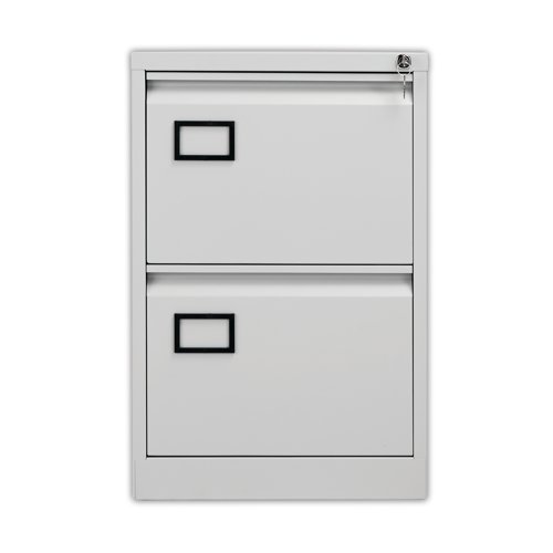 Jemini 2 Drawer Filing Cabinet Lockable 470x622x711mm Light Grey KF20042 VOW