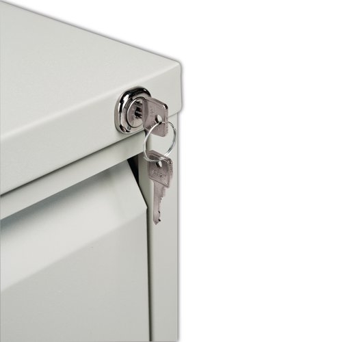 KF20042 | Store your files and documents safely and securely in this stylish, two drawer filing cabinet. Made from robust material and featuring an anti-tilt mechanism it offers sturdy support ideal for everyday use. Each drawer can be fully extended for ease of access and are mounted on smooth, rollerball runners that enable you to open and close them effortlessly. The cabinet can be locked offering ultimate security for your confidential papers.