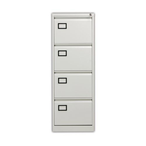 Jemini 4 Drawer Filing Cabinet Lockable 470x622x1321mm Light Grey KF20044