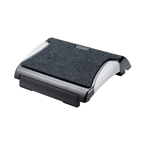 Q-Connect Footrest with Removable Carpet Black/Silver KF20075