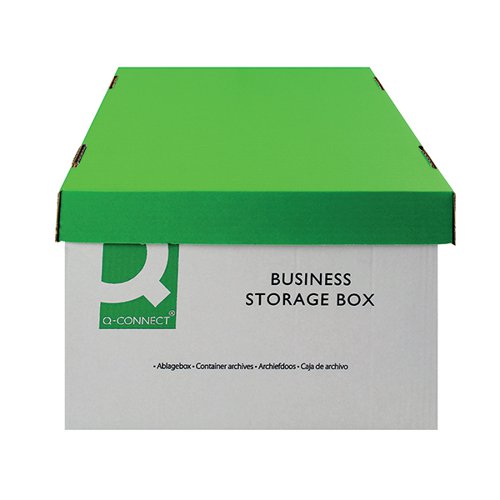 Q-Connect Green and White Business Storage Box 335x400x250mm Pack 10 KF21660