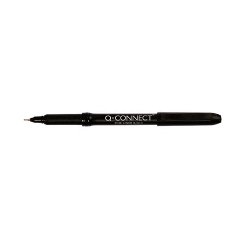 Q-Connect Black 0.4mm Fineliner Pen (Pack of 10) KF25007 Fineliner & Felt Tip Pens KF25007