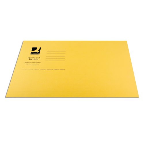 Ideal for sorting and filing loose, unpunched papers, these Q-Connect Square Cut Folders are manufactured from lightweight, 100% recycled manilla for a durable and economical filing solution. Use them with suspension files for a neat and organised filing system which you can also colour coordinate with a range of colours available. The foolscap size allows you to file both A4 and foolscap pages and the 180gsm manilla keeps documents protected. This pack contains 100 yellow folders.