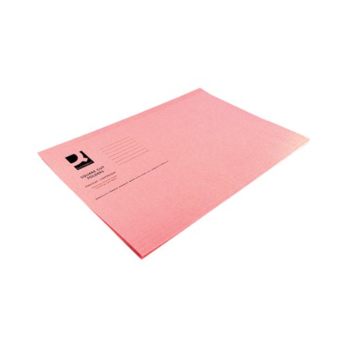 Q-Connect Square Cut Folder Lightweight 180gsm Foolscap Pink (Pack of 100) KF26029