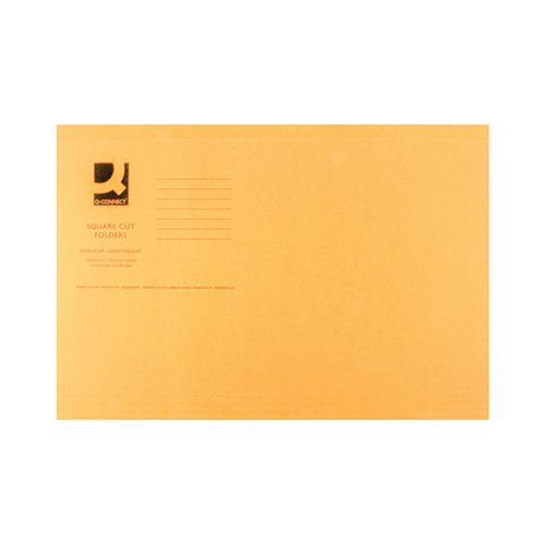 Q-Connect Square Cut Folder Lightweight 180gsm Foolscap Orange (Pack of 100) KF26030