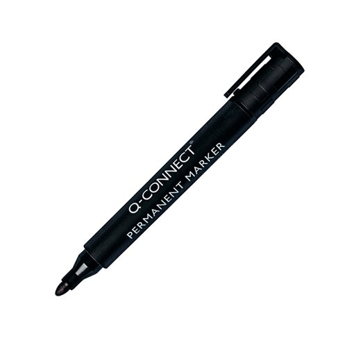 Q-Connect Permanent Marker Pen Bullet Tip Black (Pack of 10) KF26045