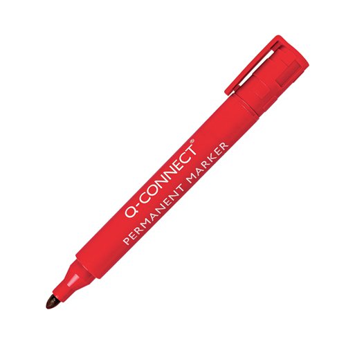 Q-Connect Permanent Marker Pen Bullet Tip Red (Pack of 10) KF26047 - KF26047
