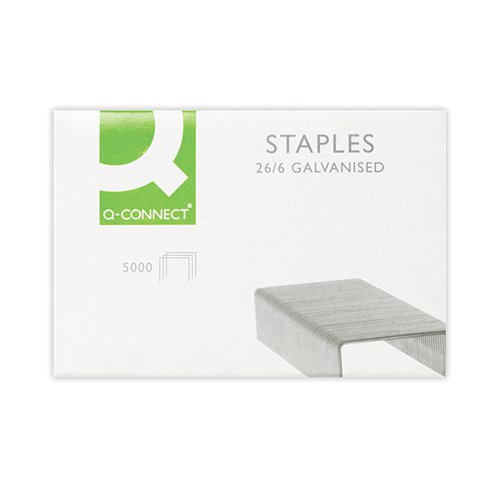 KF27001 | Designed to fit all staplers using 26/6mm staples, these Q-Connect Staples are precision made and engineered to the highest standards of quality to give excellent performance. This bulk value pack contains 5,000 26/6mm staples.