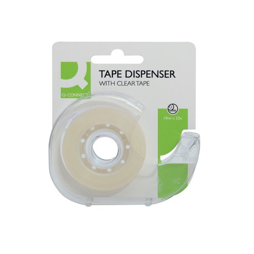 KF27009 | This Q-Connect tape dispenser has a one inch core and comes complete with a roll of 19mm x 33m tape. Providing quick and easy access, the dispenser has a translucent design, allowing you to monitor remaining tape. Ideal for desktops, classrooms, home use and more, the dispenser's sharp edge means that you can tear away the tape with consummate ease. This pack contains 10 dispensers in assorted colours with 2 each of clear, pink, orange, blue and green.