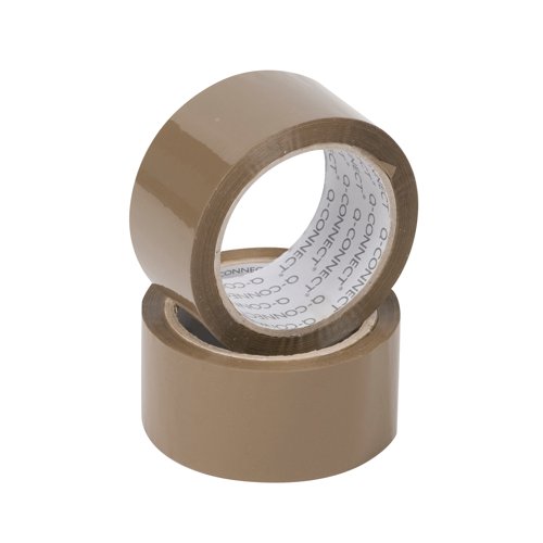 Q-Connect Polypropylene Packaging Tape 50mmx66m Brown (Pack of 6) KF27010 KF27010