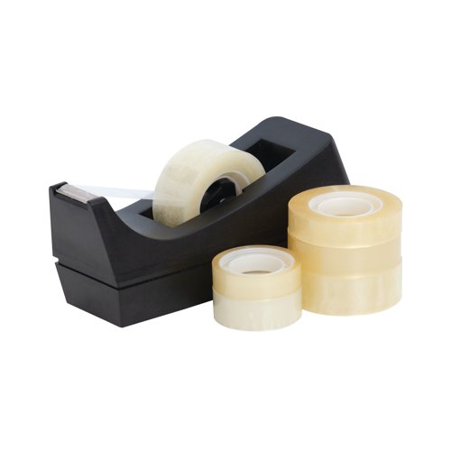 This strong polypropylene adhesive tape seals fast and holds tight, ideal for packing, wrapping and sealing. Suitable for home and office use, each roll of tape measures 24mm x 33m. This pack contains 6 clear rolls.