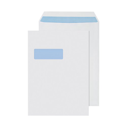 100 x C4/A4 Plain White Self Seal enveloppes 90gsm 