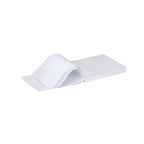 Q-Connect 11x9.5 Inch 2-Part NCR Plain Listing Paper – Pack Of 1000 Sheets, Wood-Free, Perforated Margins