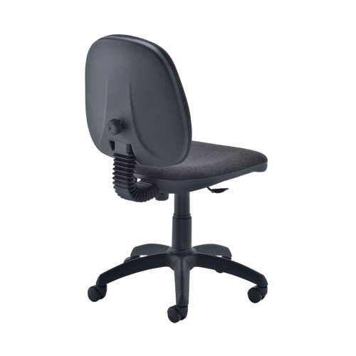 KF50169 | This Jemini Medium Back Operator Chair features a firm foam back and seat with a charcoal fabric covering. The fixed back design allows the seat and back height to be adjusted for comfort for up to 5 hours usage. This Jemini Operator Chair sits on five castors for ease of movement. Arms available separately.