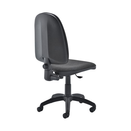 This entry level Jemini high back operator chair features a firm foam back and seat with a charcoal fabric covering. The seat and back height are adjustable, with an option for the angle of the back to be fixed or free floating. Recommended for up to 5 hours usage, this Jemini operator chair sits on five castors for ease of movement.