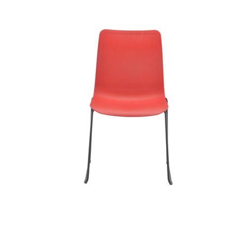 Astin Logi Skid Chair 530x530x860mm Red KF70031. Modern and versatile. Easily adapting to a range of settings with its skid floor-friendly design. Minimalistic, sleek, and ergonomic design. Recommended Usage Time: 8 hours.Seat Dimensions (WxDXH): 450x420x450mm. Back Dimensions (WxH): 440x410mm Red shell. Dimensions (WxDxH): 530x530x860mm.