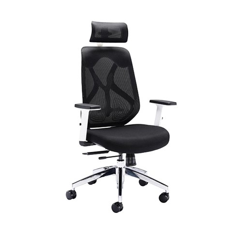 Polaris Stealth Operator Chair Headrest Adjustable Arms 660x660x1140-1240mm Black/White KF70060