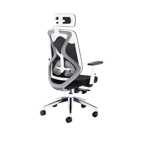 KF70060 Polaris Stealth Operator Chair Headrest Adjustable Arms 660x660x1140-1240mm White/Black KF70060