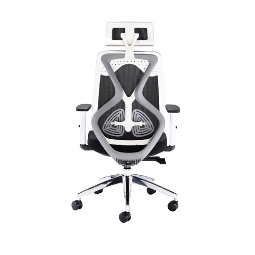Polaris Stealth Operator Chair Headrest Adjustable Arms 660x660x1140-1240mm White/Black KF70060 | KF70060 | VOW