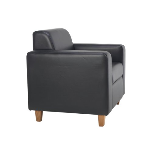 KF70107 | Jemini Iceberg is a modern leather-faced armchair with wooden feet. The armchair is suitable for reception, breakouts areas.