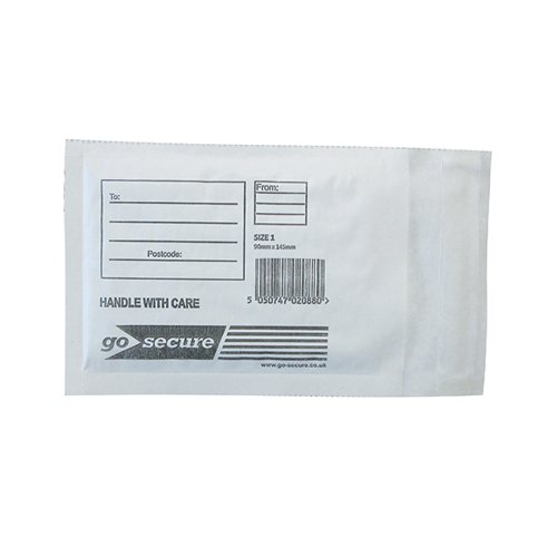 GoSecure Bubble Envelope Size 1 115x195mm White (Pack of 100) KF71447