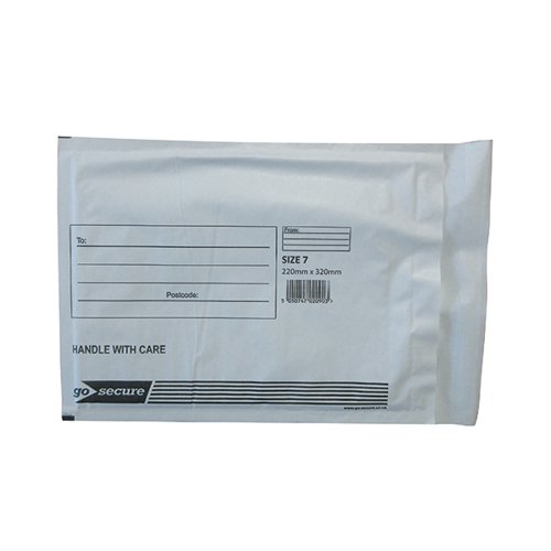 GoSecure Bubble Envelope Size 7 Internal Dimensions 220x320mm White (Pack of 50) KF71451