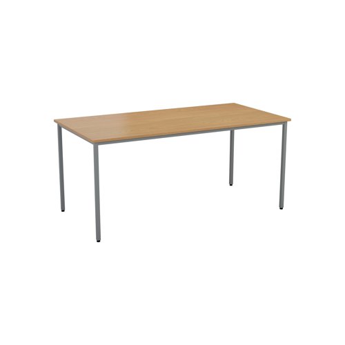 This multipurpose rectangular table, supplied in a flatpack construction is simple to build and is ideal for a variety of uses. Featuring 10mm height adjustable feet with metal to metal fixings, the table comes with a silver powder coated frame. Finished in Nova Oak, measuring 1800x800x730mm.