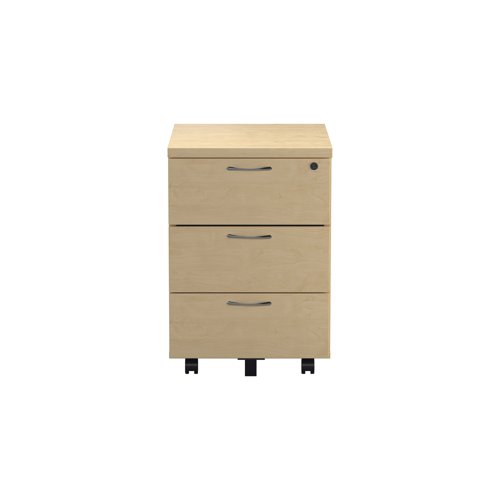 Offering a convenient and flexible place to store documents, papers and stationery, this maple-finish mobile pedestal fits under your desk, or can be used independently to suit your needs. The pedestal features 3 box drawers and measures W434xD580xH595mm.