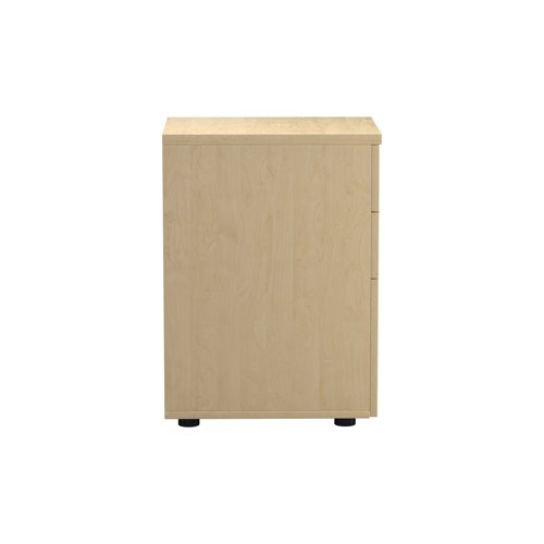 Offering a convenient and flexible place to store your documents, papers and stationery, this maple-finish pedestal fits under your desk for easy access. The pedestal features 3 box drawers and measures W434xD580xH690mm. This pedestal is designed to complement both Jemini and Arista standard desking.