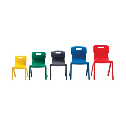 KF72174 | Ideal for classrooms, this Titan one piece polypropylene chair is screw-free and features a unique S shaped back, and an anti-tilt design for comfort. The chair has no sharp edges or metal components, it is extremely robust and easy to clean. The Titan 4 Leg Classroom Chair conforms to BS EN1729 parts 1 and 2.
