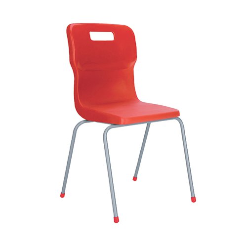 KF72194 | Ideal for classrooms, the Titan chair has a high impact polypropylene shell and an ultra strong tubular steel frame. The chair also features a unique S shaped back and an anti-tilt design for comfort. The Titan 4 Leg Classroom Chair conforms to BS EN1729 parts 1 and 2. This pack contains 1 red chair with a seat height of 460mm.