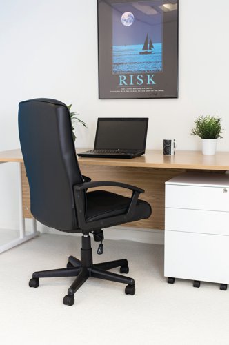 Jemini Hudson High Back Executive Chair 650x720x1050-1146mm Leather Look Black KF72232 KF72232
