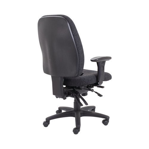 KF72250 | This strong and sturdy Avior chair is ideal for heavy duty 24 hour use in busy, multi-shift environments. The chair features a high back with lumbar support and extra padding in the seat for long lasting use. The five star base mounted on castors enables you to move around freely and the seat height and back tilt can be easily adjusted. These chairs are ideal for use in call centres, control rooms and other multi-shift workplaces. This pack contains 1 charcoal chair with a ratchet back and seat slide.