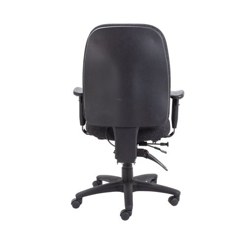 This strong and sturdy Avior chair is ideal for heavy duty 24 hour use in busy, multi-shift environments. The chair features a high back with lumbar support and extra padding in the seat for long lasting use. The five star base mounted on castors enables you to move around freely and the seat height and back tilt can be easily adjusted. These chairs are ideal for use in call centres, control rooms and other multi-shift workplaces. This pack contains 1 charcoal chair with a ratchet back and seat slide.