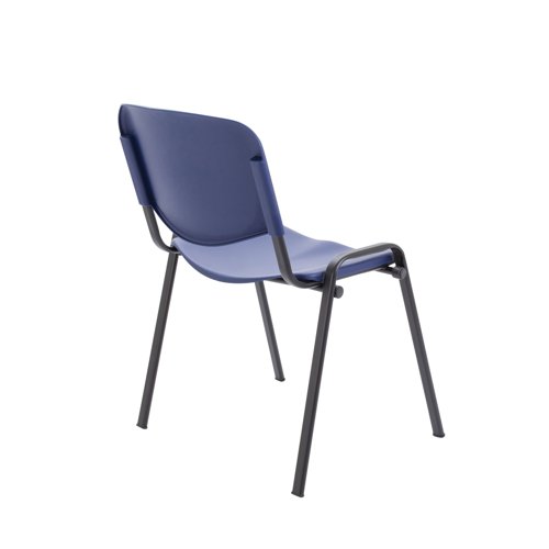 This Jemini Multi Purpose Polypropylene Stacking Chair is ideal for use in canteens, at conferences or other events and stacks 4 high for easy and convenient storage. The polypropylene seat and back wipe clean with ease and provide support for up to 8 hours usage. This pack contains one blue chair with a black frame.
