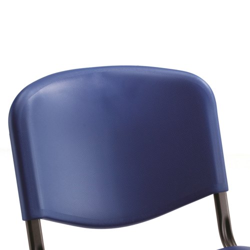 KF72368 | This Jemini Multi Purpose Polypropylene Stacking Chair is ideal for use in canteens, at conferences or other events and stacks 4 high for easy and convenient storage. The polypropylene seat and back wipe clean with ease and provide support for up to 8 hours usage. This pack contains one blue chair with a black frame.