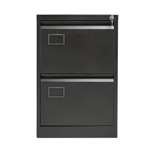 Jemini 2 Drawer Filing Cabinet Lockable 470x622x711mm Black KF72585 - KF72585