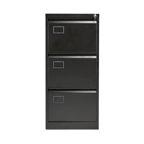KF72586 | Store your files and documents safely and securely in this Jemini 3 drawer filing cabinet. Sturdy and robust, each drawer has the capacity for up to 34kg of files, enabling you to store all of your work conveniently together for easy access. Suitable for standard, foolscap suspension files, you can keep your documents organised, while a strong frame with anti-tilt technology keeps everything inside ordered. Both drawers are fully lockable, giving you the peace of mind to lock away confidential files.