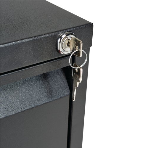 Store your files and documents safely and securely in this Jemini 3 drawer filing cabinet. Sturdy and robust, each drawer has the capacity for up to 34kg of files, enabling you to store all of your work conveniently together for easy access. Suitable for standard, foolscap suspension files, you can keep your documents organised, while a strong frame with anti-tilt technology keeps everything inside ordered. Both drawers are fully lockable, giving you the peace of mind to lock away confidential files.
