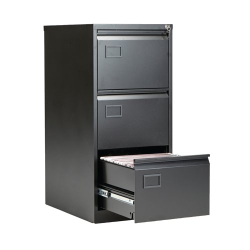 Store your files and documents safely and securely in this Jemini 3 drawer filing cabinet. Sturdy and robust, each drawer has the capacity for up to 34kg of files, enabling you to store all of your work conveniently together for easy access. Suitable for standard, foolscap suspension files, you can keep your documents organised, while a strong frame with anti-tilt technology keeps everything inside ordered. Both drawers are fully lockable, giving you the peace of mind to lock away confidential files.