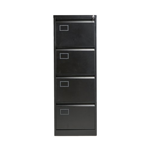 Jemini 4 Drawer Filing Cabinet Lockable 470x622x1321mm Black KF72587 KF72587