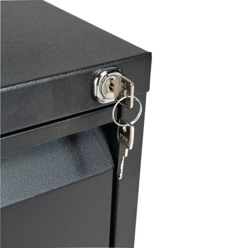 KF72587 | Store your files and documents safely and securely in this Jemini 4 drawer filing cabinet. Sturdy and robust, each drawer has the capacity for up to 34kg of files, enabling you to store all of your work conveniently together for easy access. Suitable for standard, foolscap suspension files, you can keep your documents organised, while a strong frame with anti-tilt technology keeps everything inside ordered. Both drawers are fully lockable, giving you the peace of mind to lock away confidential files.