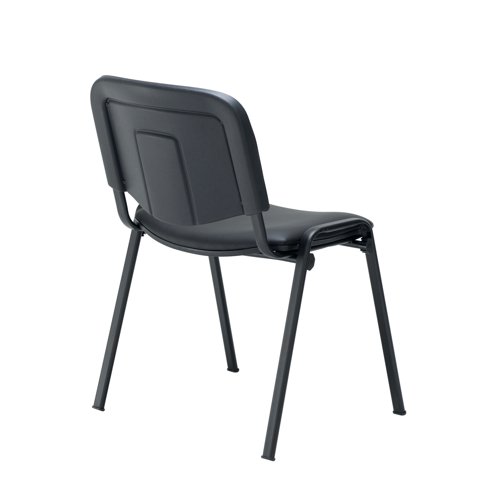 KF72903 | This multipurpose stacking chair from Jemini is a comfortable, durable choice for offices, meeting rooms, reception areas and more. It features a soft black Polyurethane seat and back with a sturdy frame for durability. The chairs can be stacked when not in use to save space, ideal for occasional conferences and meetings.