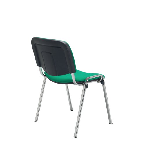 KF72905 | This multipurpose stacking chair from Jemini is a comfortable, durable choice for offices, meeting rooms, reception areas and more. It features a soft green upholstered seat seat and back with a sturdy frame for durability. The chairs can be stacked when not in use to save space, ideal for occasional conferences and meetings.