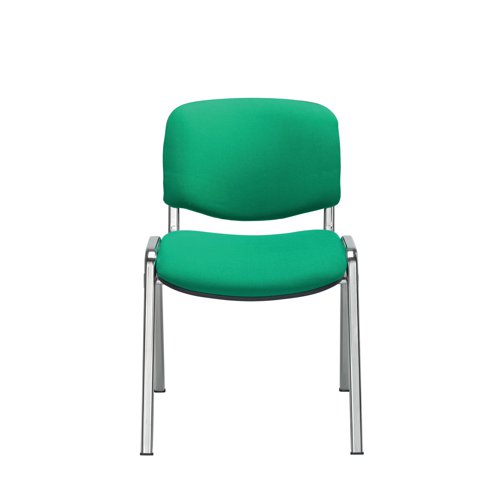 KF72905 | This multipurpose stacking chair from Jemini is a comfortable, durable choice for offices, meeting rooms, reception areas and more. It features a soft green upholstered seat seat and back with a sturdy frame for durability. The chairs can be stacked when not in use to save space, ideal for occasional conferences and meetings.