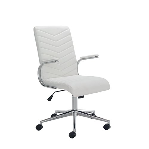 Jemini Tarragona Medium Back Managers Chair Leather Look White KF72989