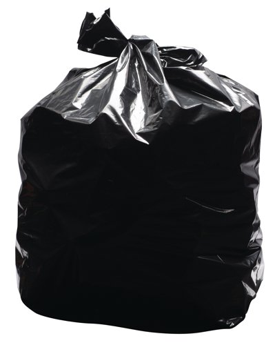 2Work Light Duty Refuse Sack Black (Pack of 200) KF73375 - VOW - KF73375 - McArdle Computer and Office Supplies