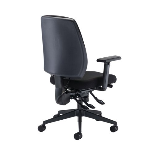 Ideal for heavy duty use, this Agility High Back Posture Chair from Cappela features a tilt tension mechanism to adjust the height and angle of the seat and back. The tri-curve backrest includes inflatable lumbar support and the front flex seat offers more support than the waterfall design, taking even more pressure off the back of the legs. This black chair comes with black multi-functional arms included as standard.