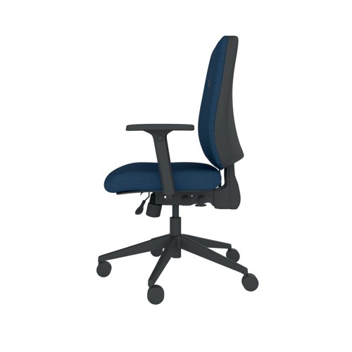Ideal for heavy duty use, this Agility High Back Posture Chair from Cappela features a tilt tension mechanism to adjust the height and angle of the seat and back. The tri-curve backrest includes inflatable lumbar support and the front flex seat offers more support than the waterfall design, taking even more pressure off the back of the legs. This blue chair comes with black multi-functional arms included as standard.