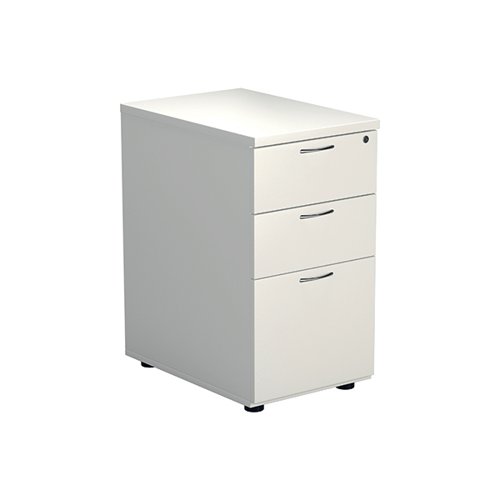 Jemini 3 Drawer Desk High Pedestal 600D White KF74149